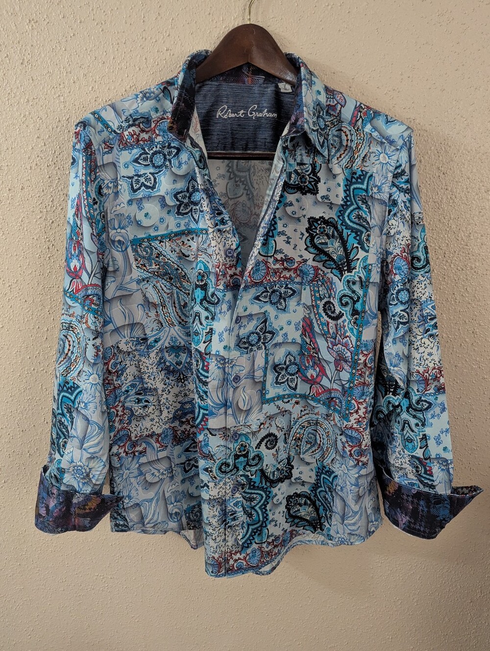 Robert Graham Webbs Long Sleeve Woven Button Down Shirt Size Large